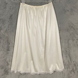Sears Half Slip Sz XL White Vintage Lingerie Antron III Nylon Lace Trim USA Made